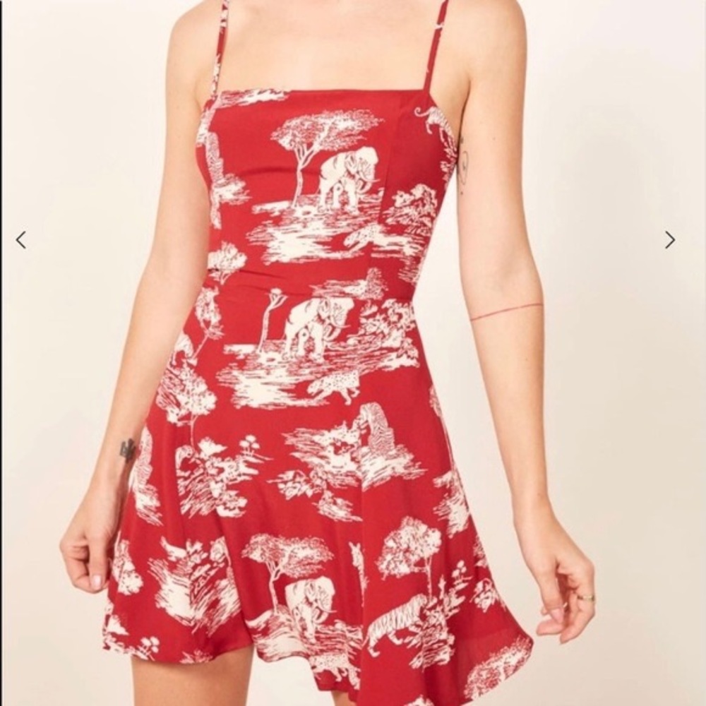 Reformation Kendall Jungle Nairobi Dress Red Toile